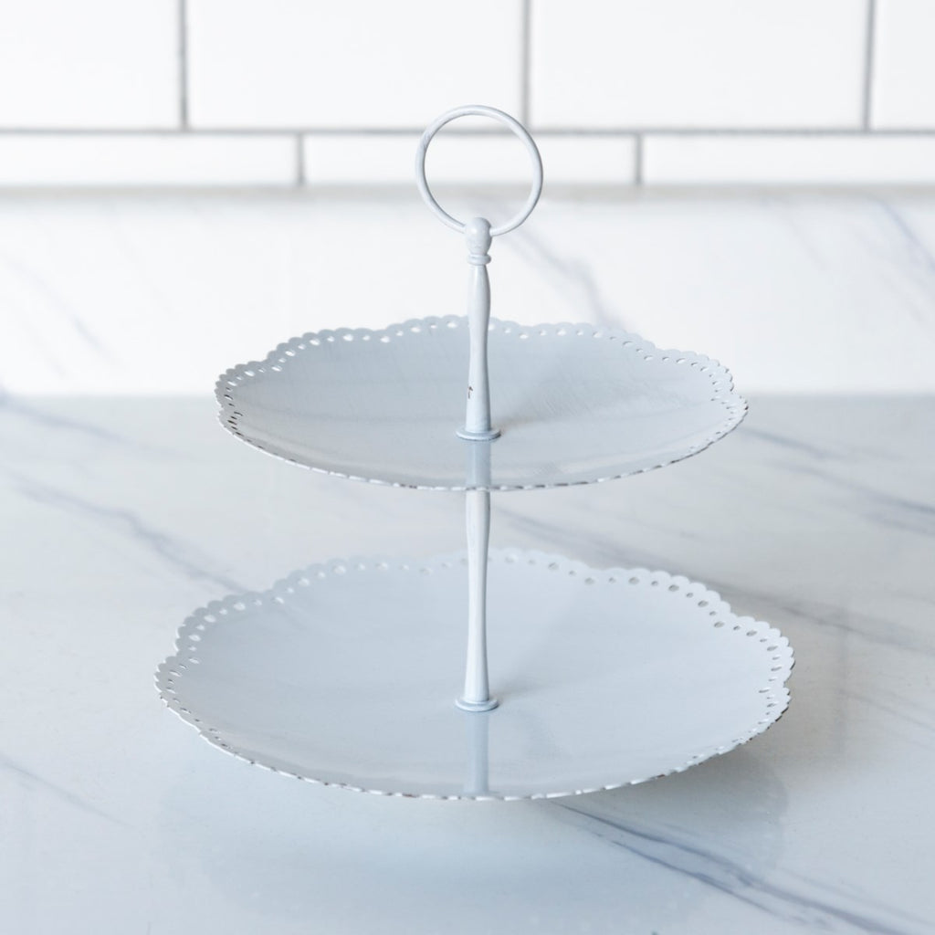 Metal two tiered tray - Bombay Mercantile