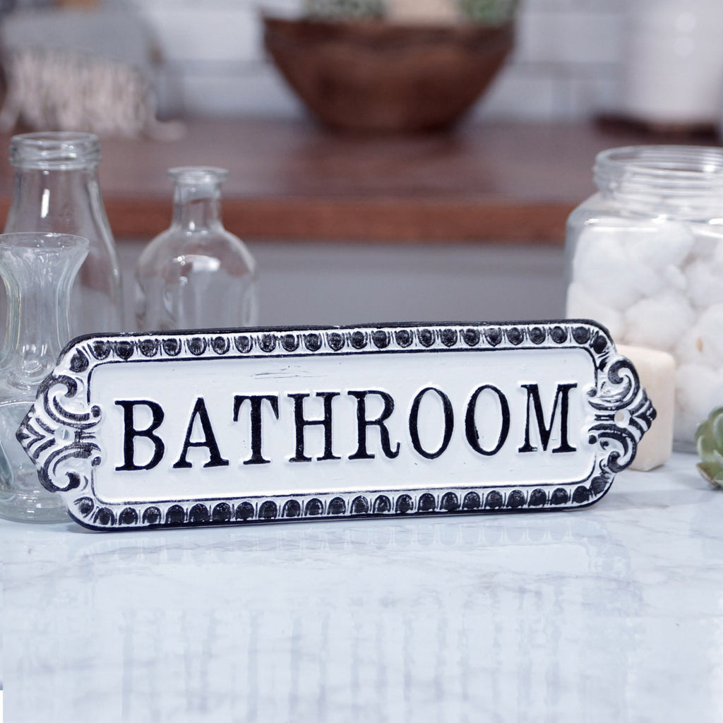 Cast Iron Wall Bathroom Sign - Bombay Mercantile