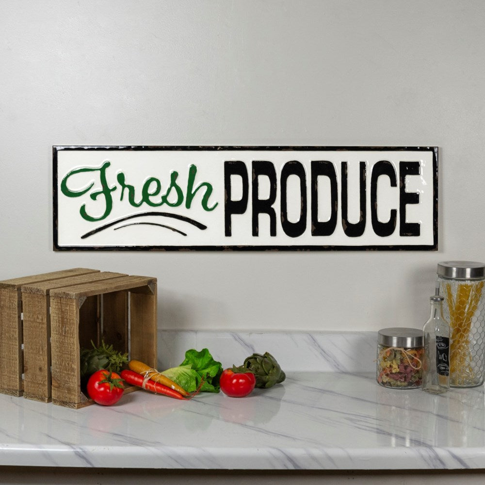 Fresh Produce Metal Sign - The Nifty Decor