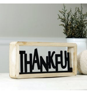 THANKFUL" Tabletop decor wood metal - Bombay Mercantile